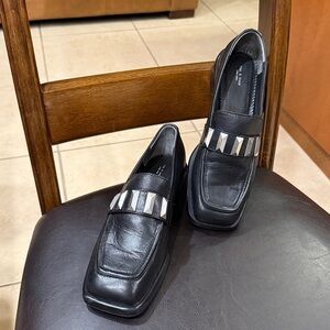 rag & bone Maxwell Loafer Black Leather with Silver Studs EU Size 38 Like New